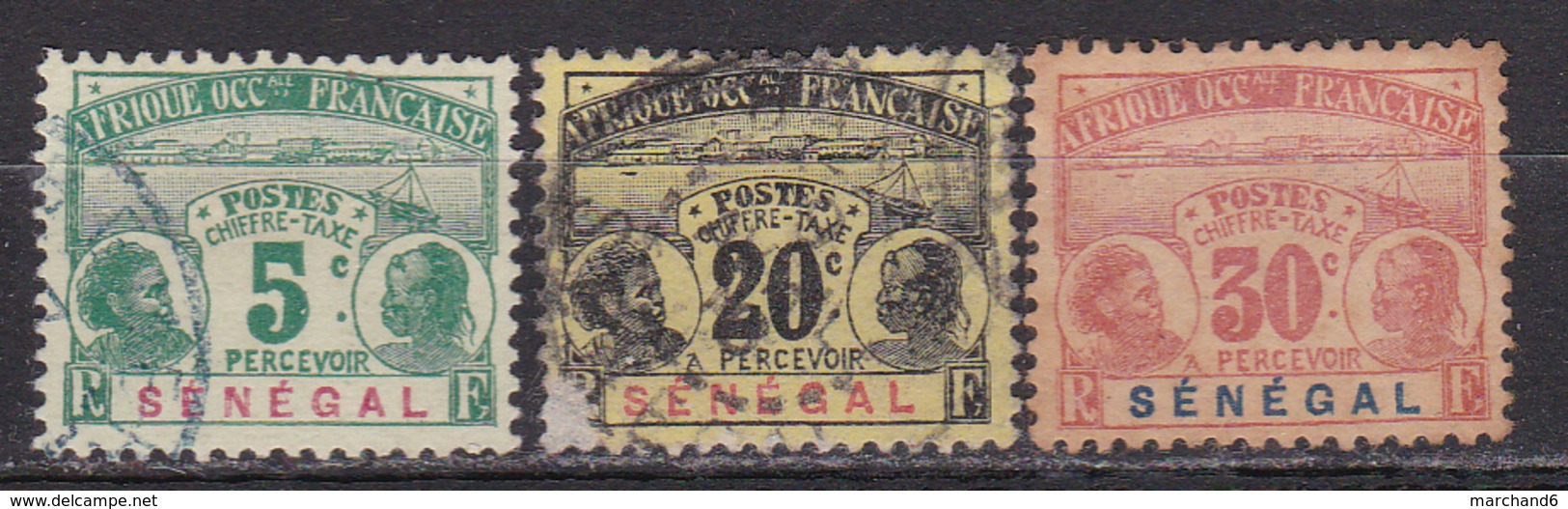 Sénégal Timbres Taxe N°4-7-8 Oblitéré - Strafport