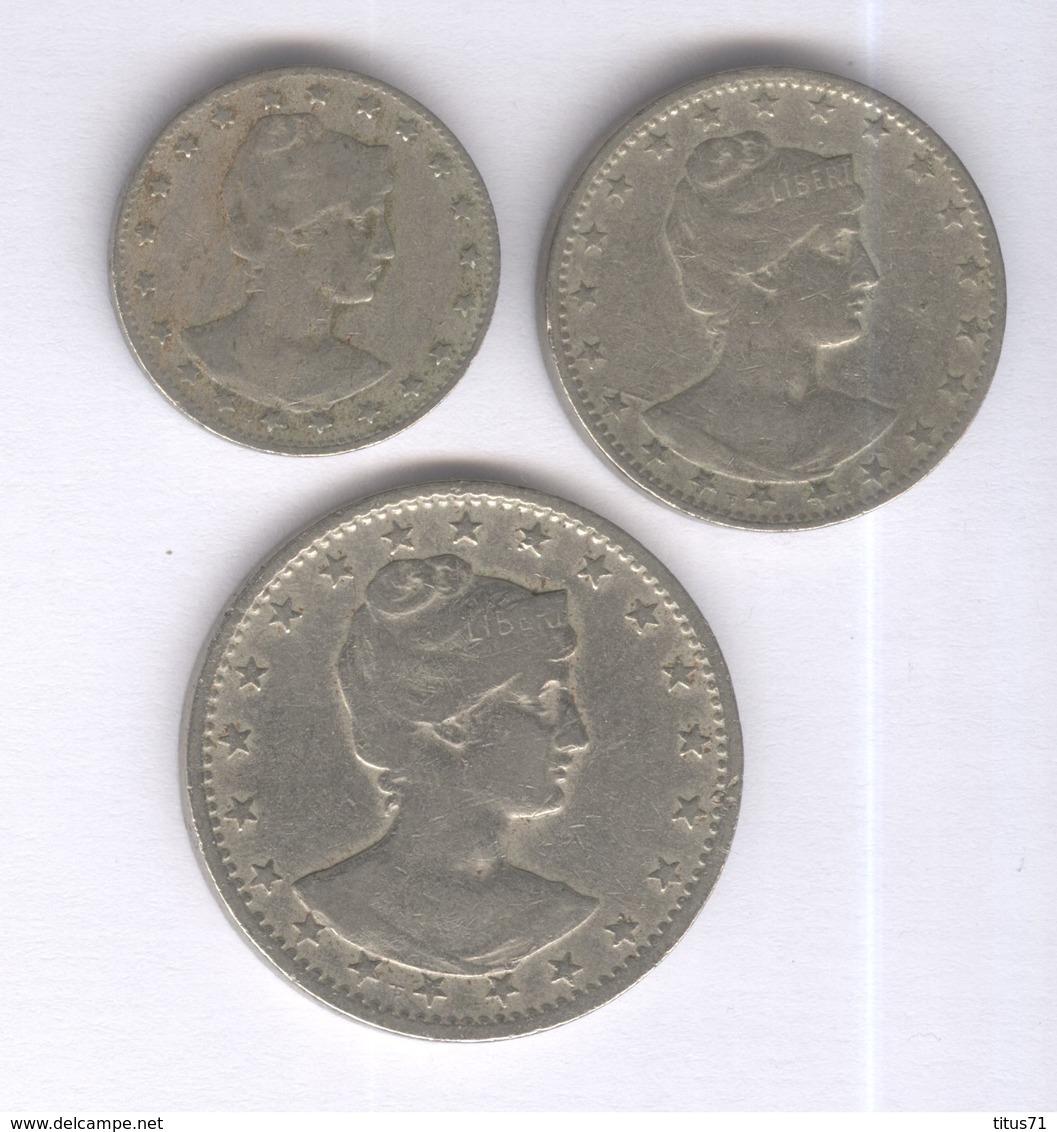 Lot De 3 Monnaies Brésil - 100 , 200 , 400 Reis Liberty 1901 - Brésil