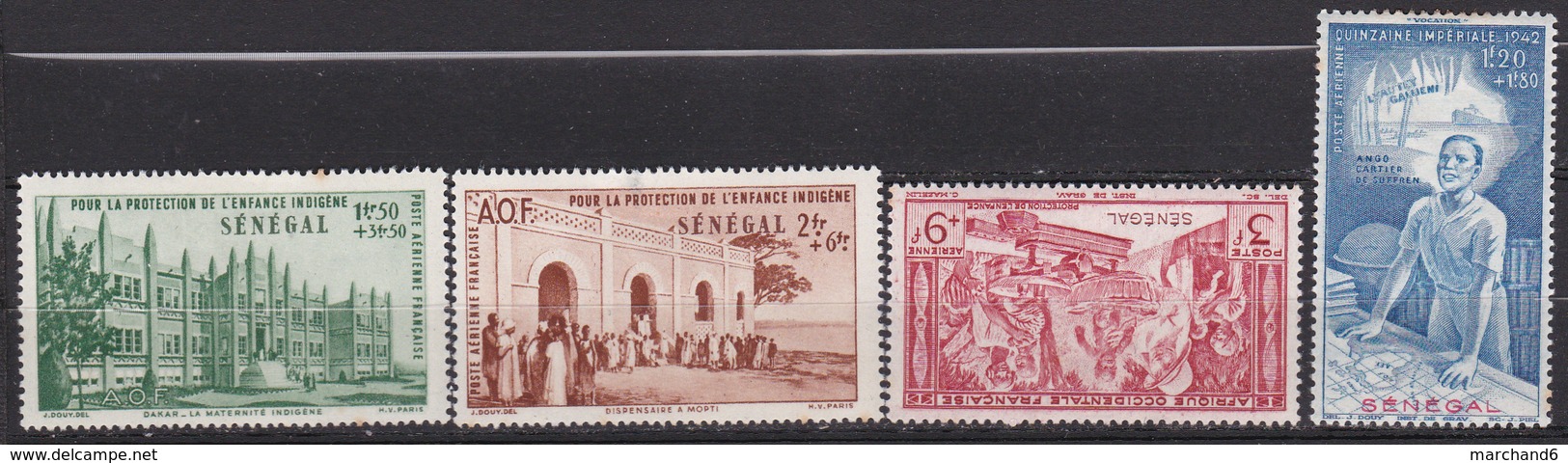 Sénégal Poste Aérienne Au Profit De L Oeuvre De Protection De L Enfance Et Quinzaine Impériale N°18/21 Neuf* Charnière - Airmail