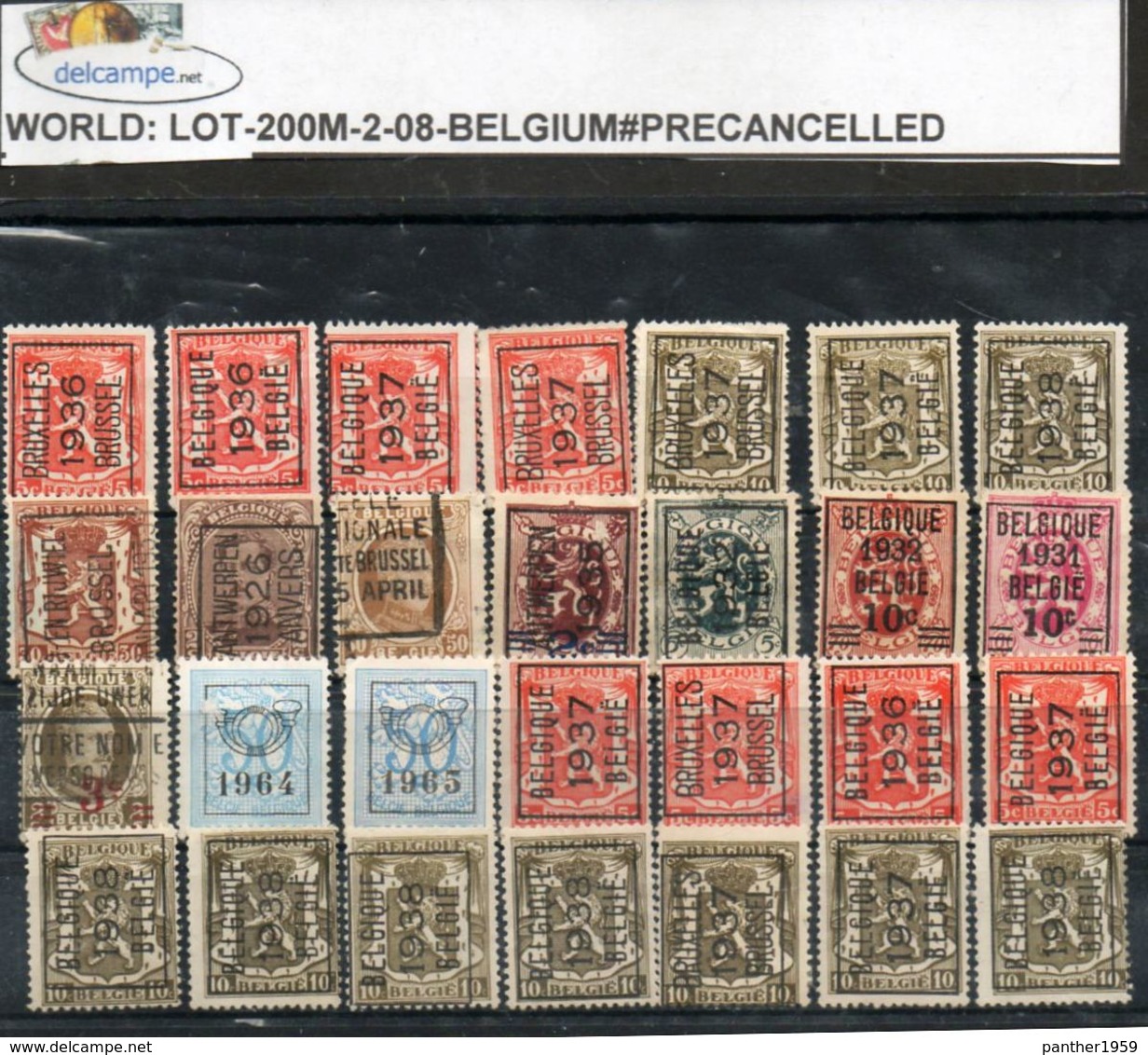 EUROPE:#BELGIUM# PRECANCELLED#DUBLET SELECTION OF DEFINITIVES & COMMEMORATIVES (LOT-200M-2) (08) - Rolstempels 1930-..