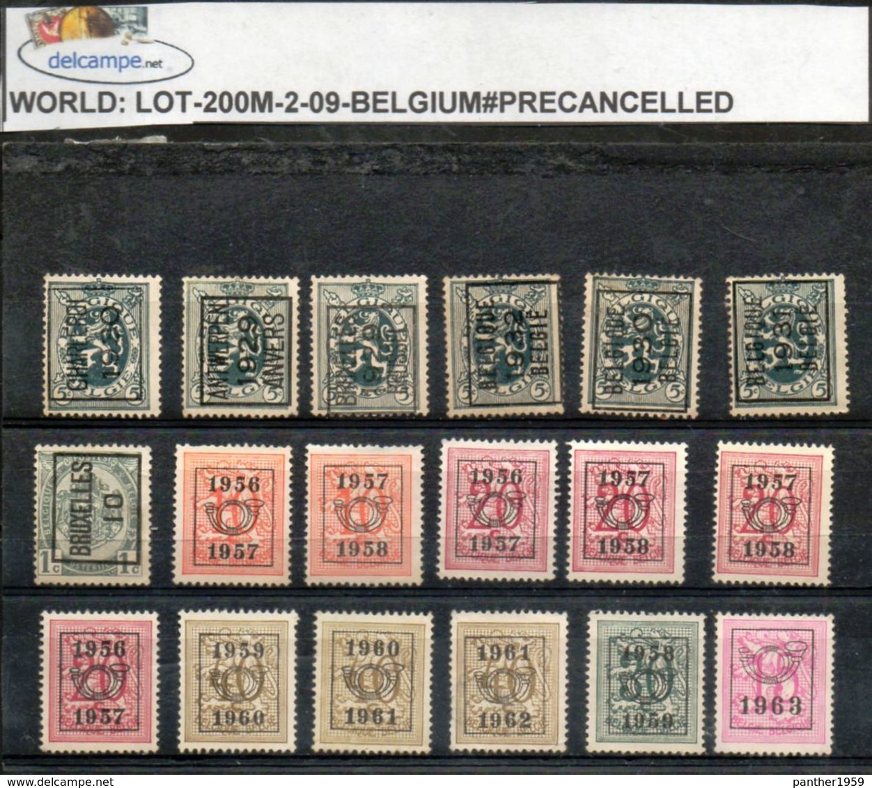 EUROPE:#BELGIUM# PRECANCELLED#DUBLET SELECTION OF DEFINITIVES & COMMEMORATIVES (LOT-200M-2) (09) - Rollenmarken 1930-..