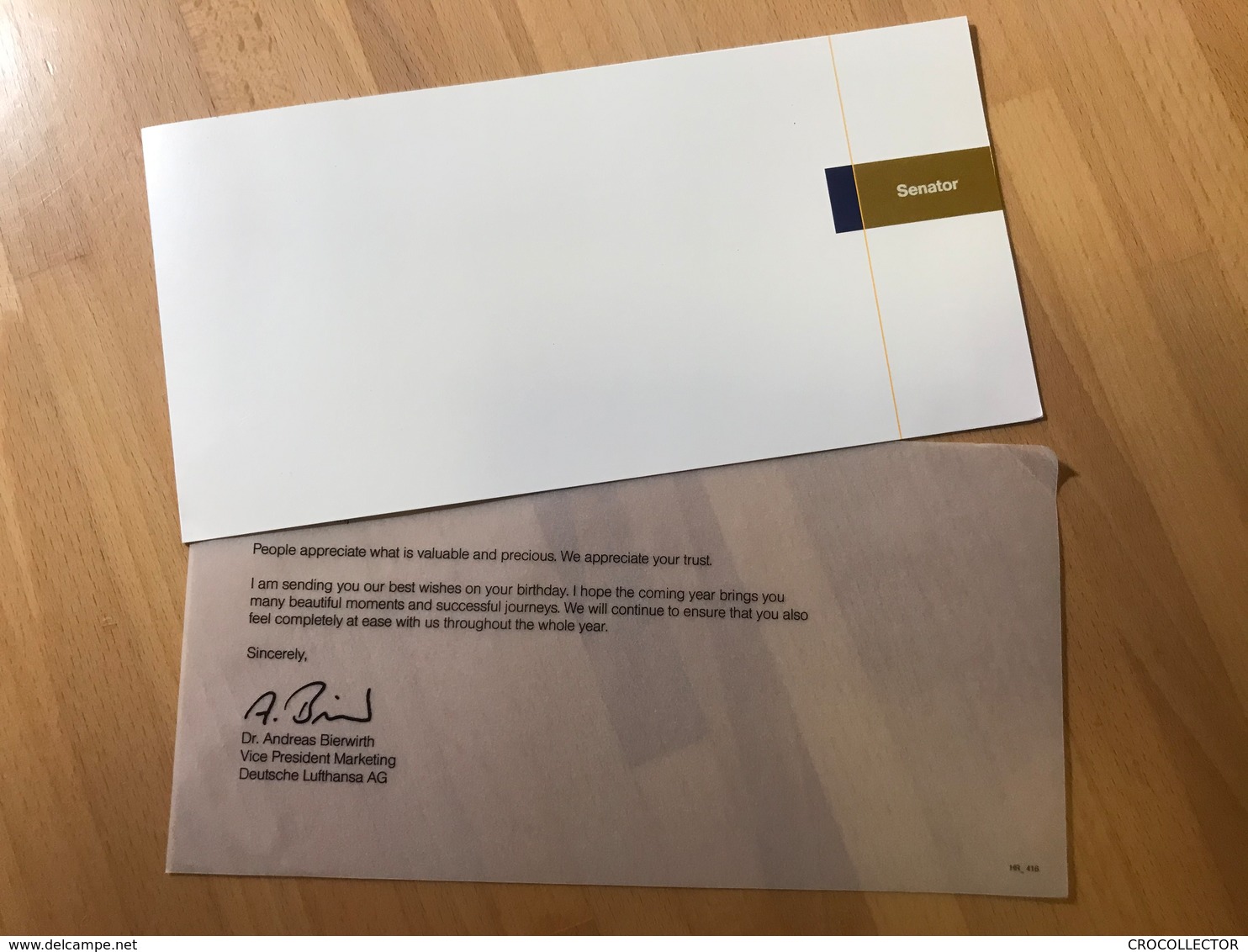 LUFTHANSA BIRTHDAY GREETING CARD FOR GOLD SENATOR CARD HOLDERS - Materiale Promozionale