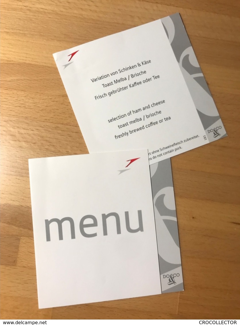 AUSTRIAN AIRLINES BUSINESS CLASS MENU 1B1 - Menükarten