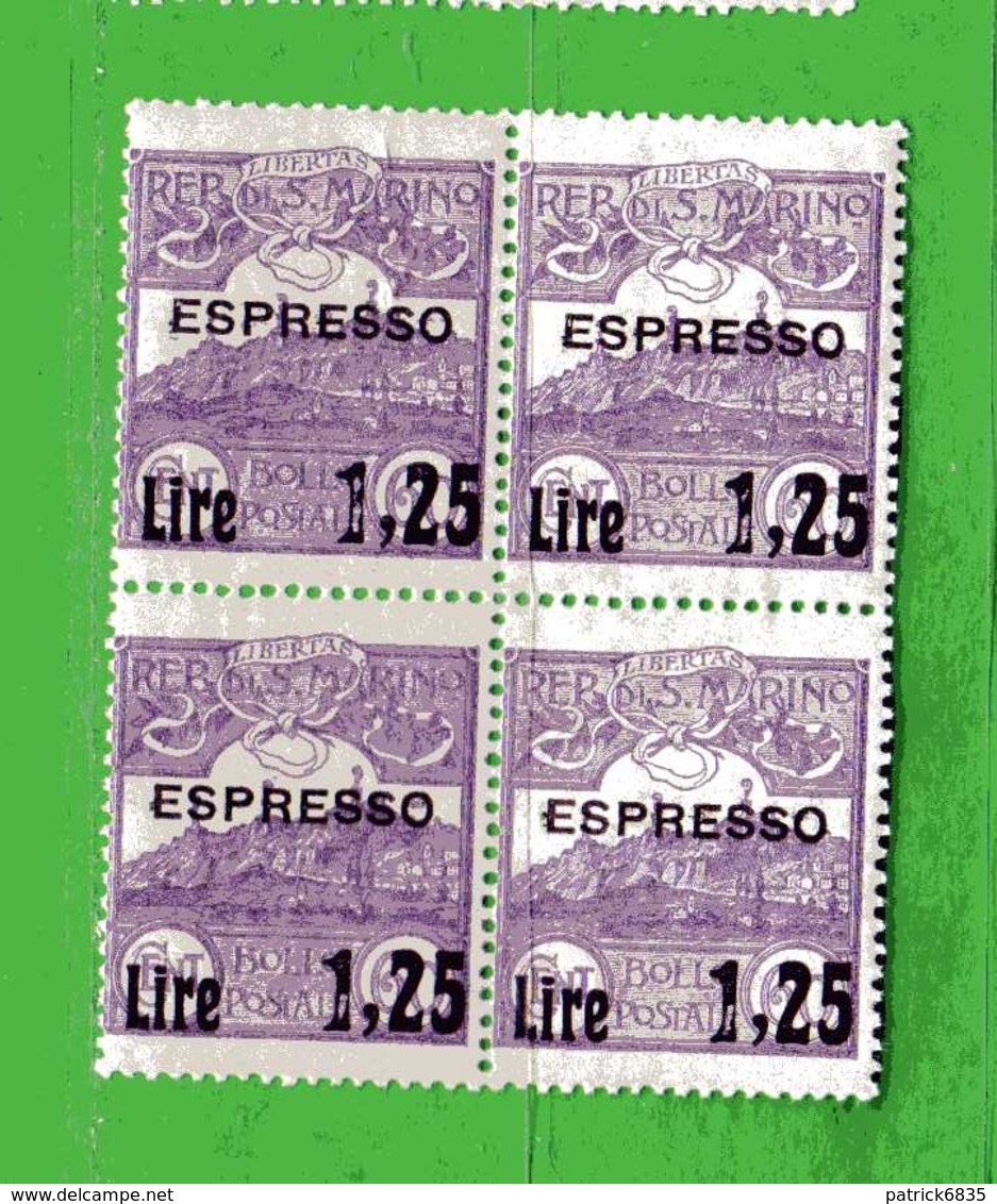 San.MARINO**-1926 - ESPRESSO . Unif. E. 5. MNH. QUARTINA. MNH. - Francobolli Per Espresso