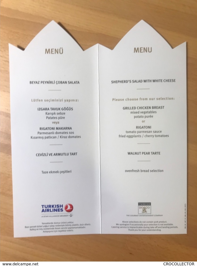 TURKISH AIRLINES BUSINESS CLASS MENU MK_NT_INT_HM_GD_GID_ROT3 - Menu Kaarten