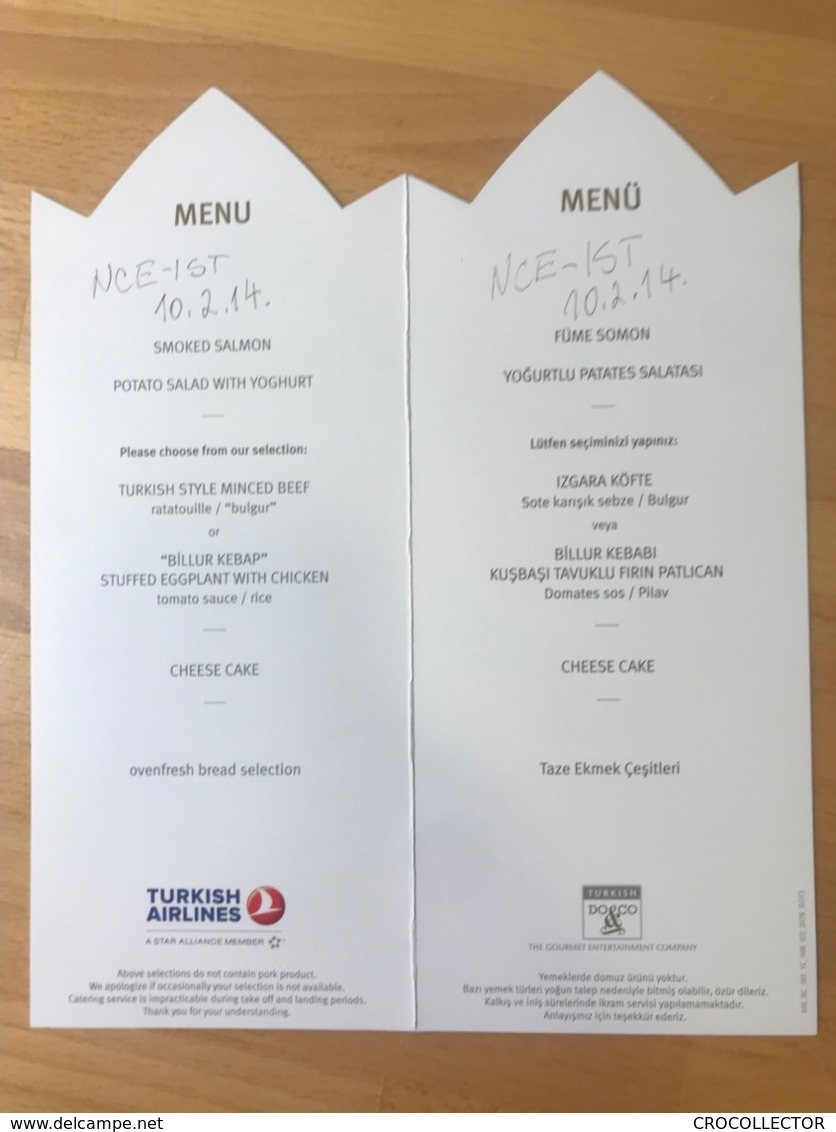 TURKISH AIRLINES BUSINESS CLASS MENU NCE IST 10.02.2014. MK_NC_INT_YC_GD_DON_ROT3 NC - Menus