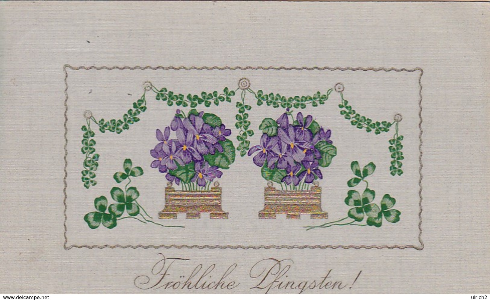 AK Fröhliche Pfingsten - Klee Blumen - Golddruck Reliefdruck - 1900 (49063) - Pfingsten