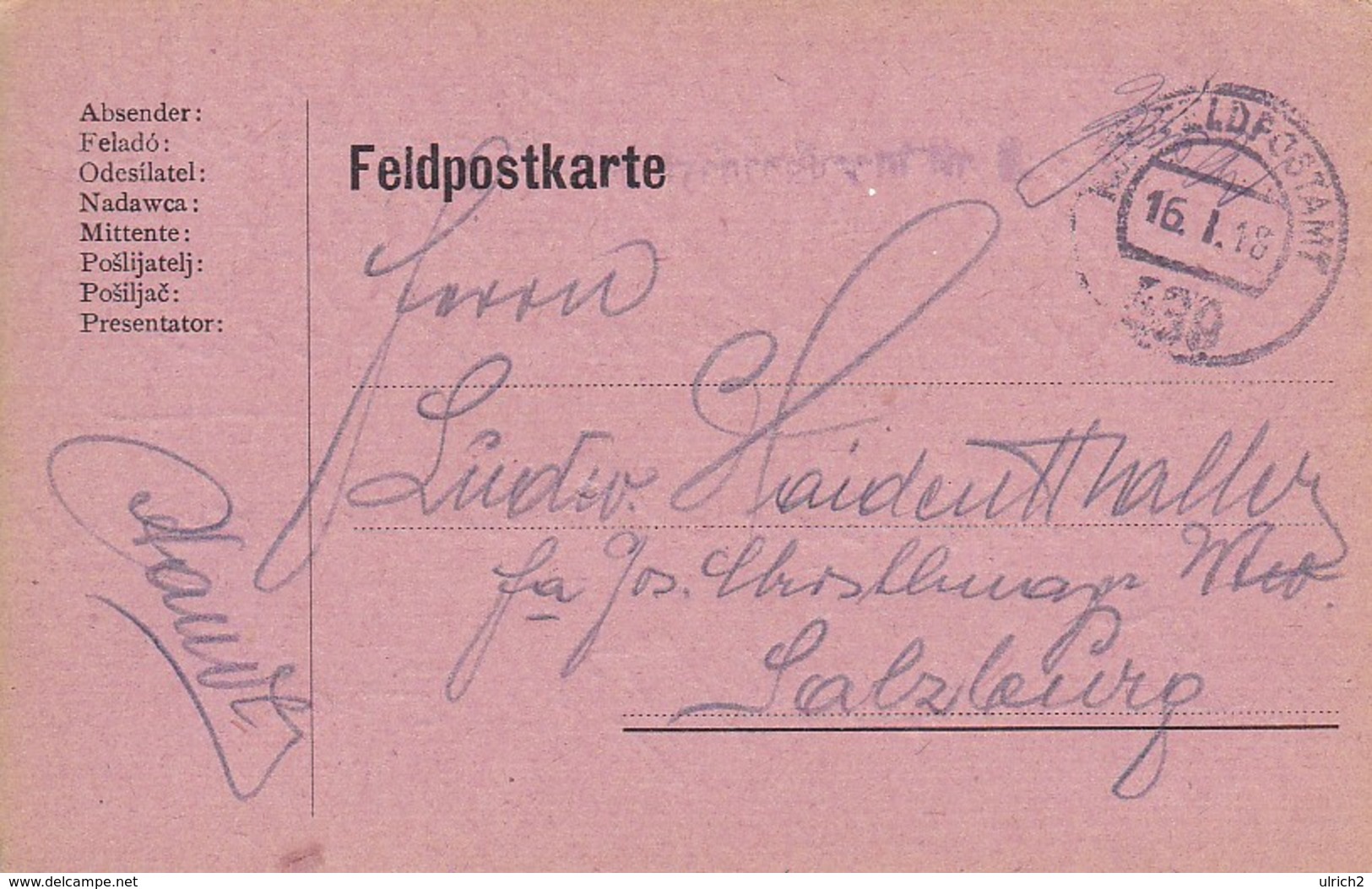 Feldpostkarte - 1918 (49074) - Storia Postale