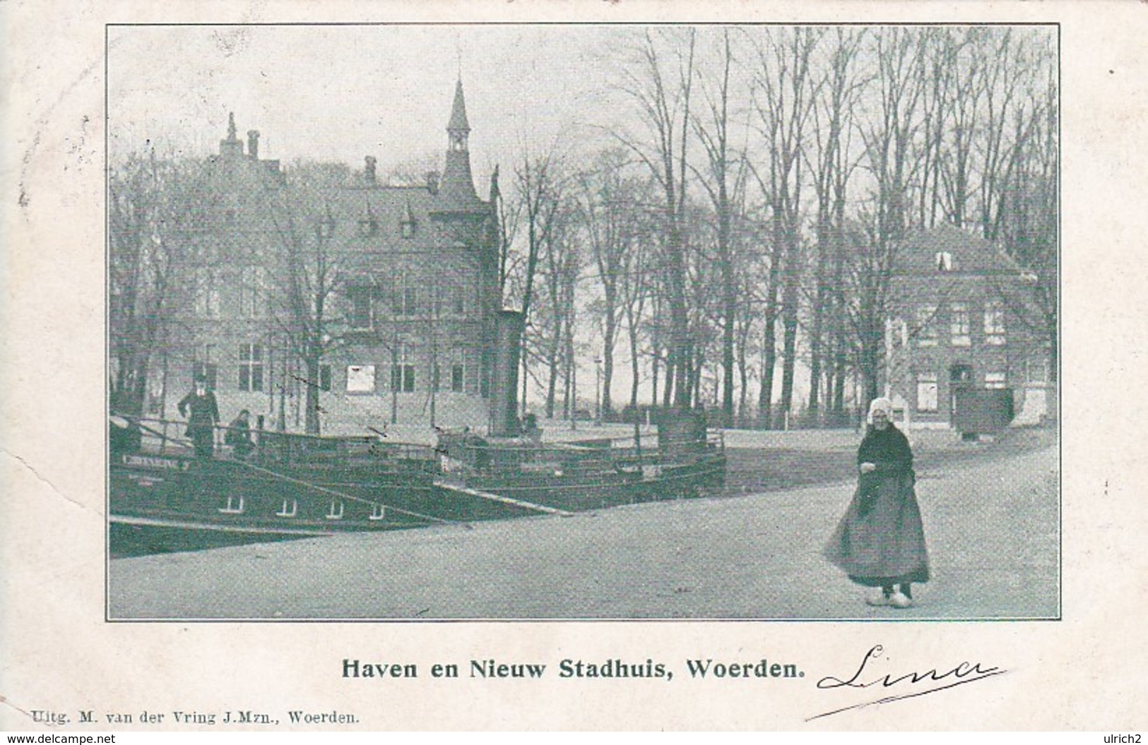 AK Woerden - Haven En Nieuw Stadhuis - 1901 (49080) - Woerden