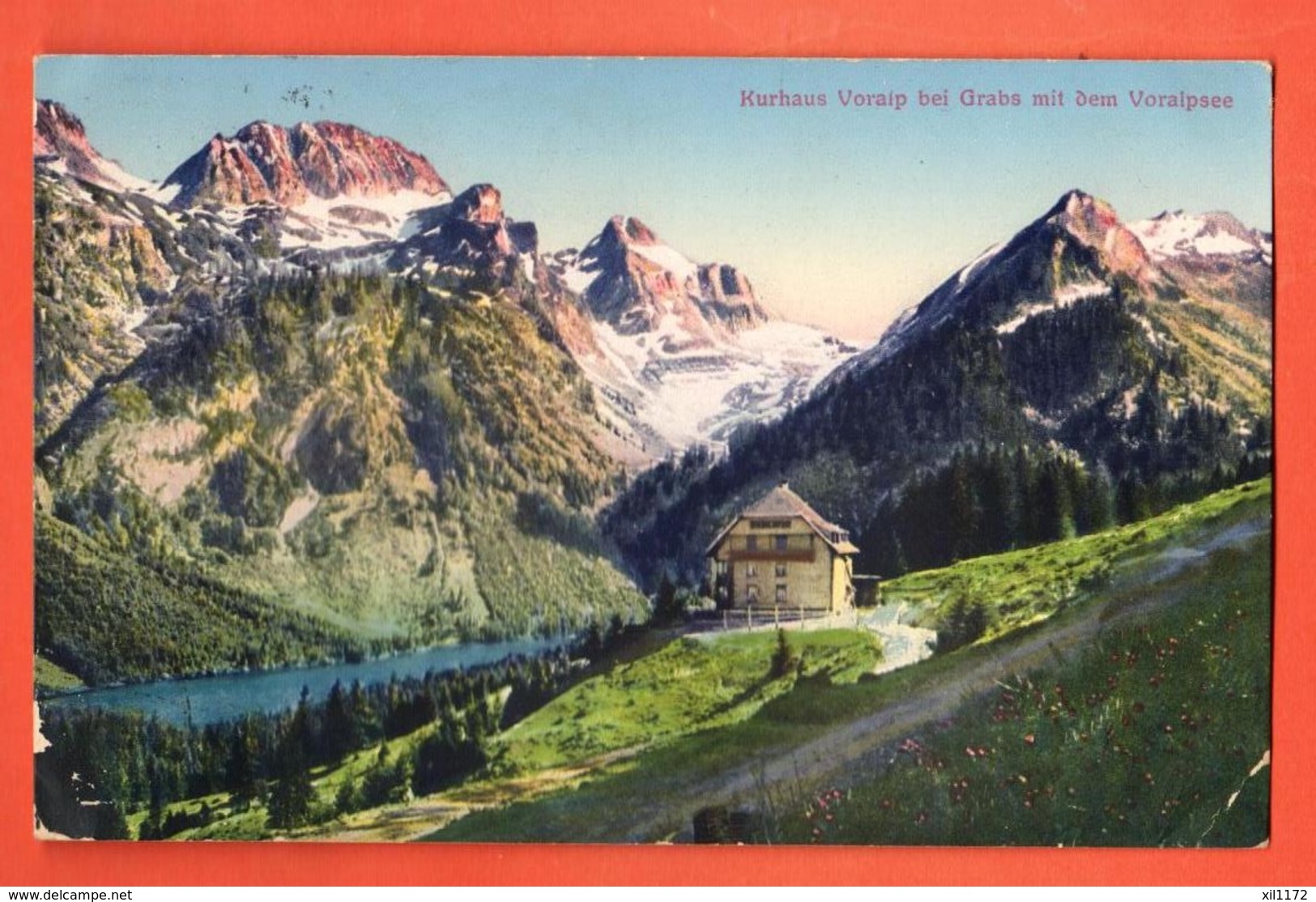 DJR-19 Kurhaus Voralp Bei Grabs Mit Voralpsee.  Stempel Grabs 1913 - Grabs