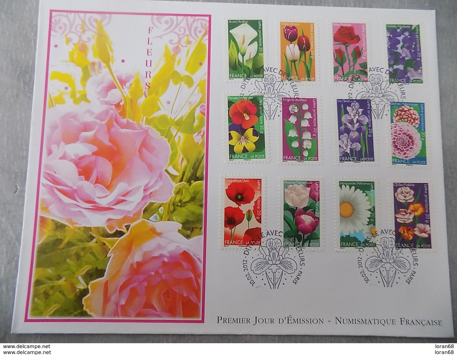 FDC Grand Format France 2012 : Dites Le Avec Des Fleurs (série Complète 12 Timbres) - 2010-2019