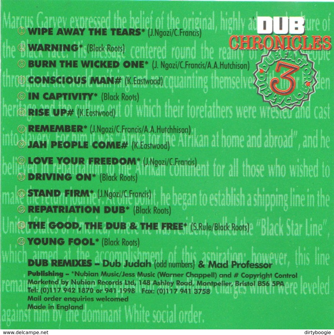 DUB FACTOR 3 - "IN CAPTIVITY" - DUB CHRONICLES - CD - DUB JUDAH/MAD PROFESSOR MIXES - Reggae