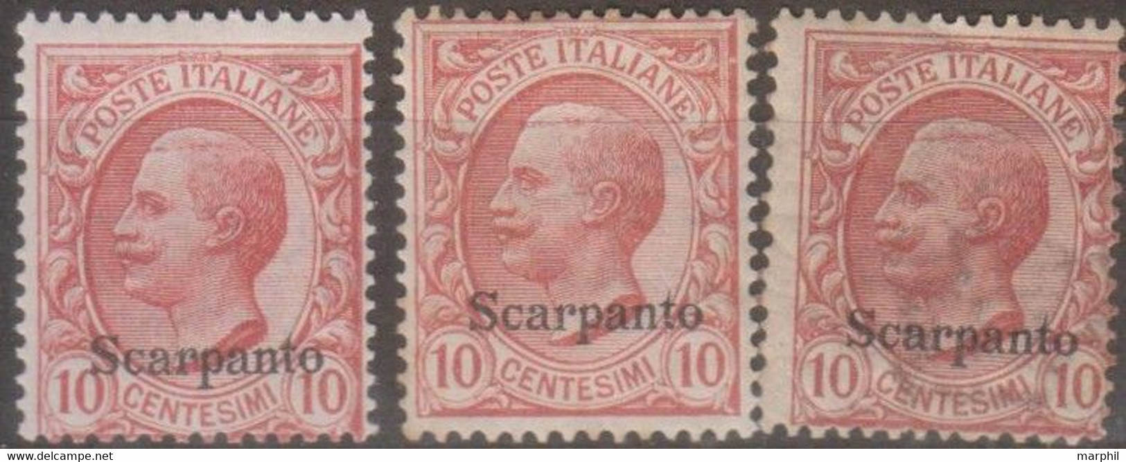 Italia Colonie Egeo Scarpanto 1912 SaN°3 Lot 3v MNH/** Vedere Scansione - Egeo (Scarpanto)