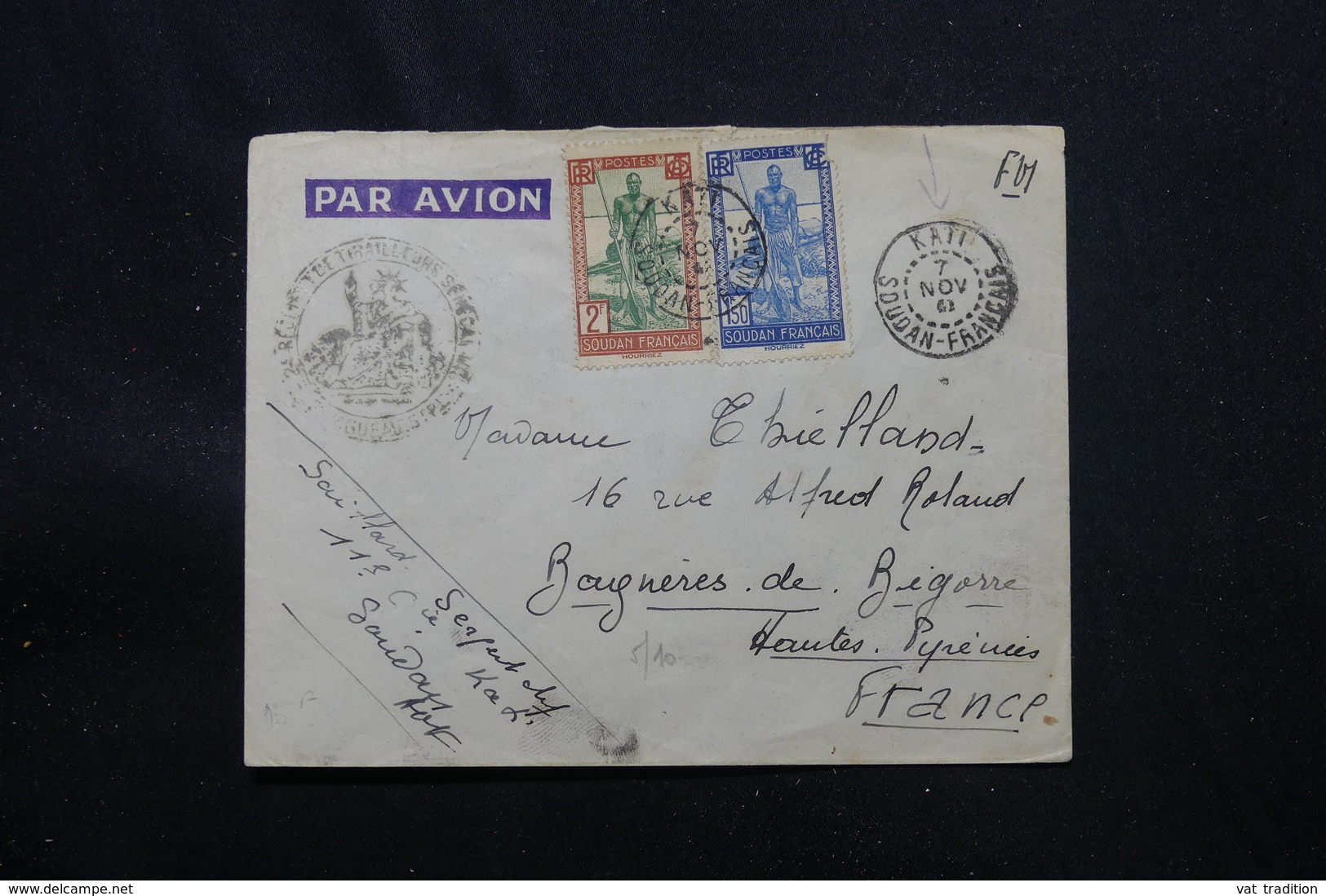 SOUDAN - Enveloppe En FM De Kati Pour La France En 194..  Par Avion, Affranchissement Plaisant - L 57804 - Briefe U. Dokumente