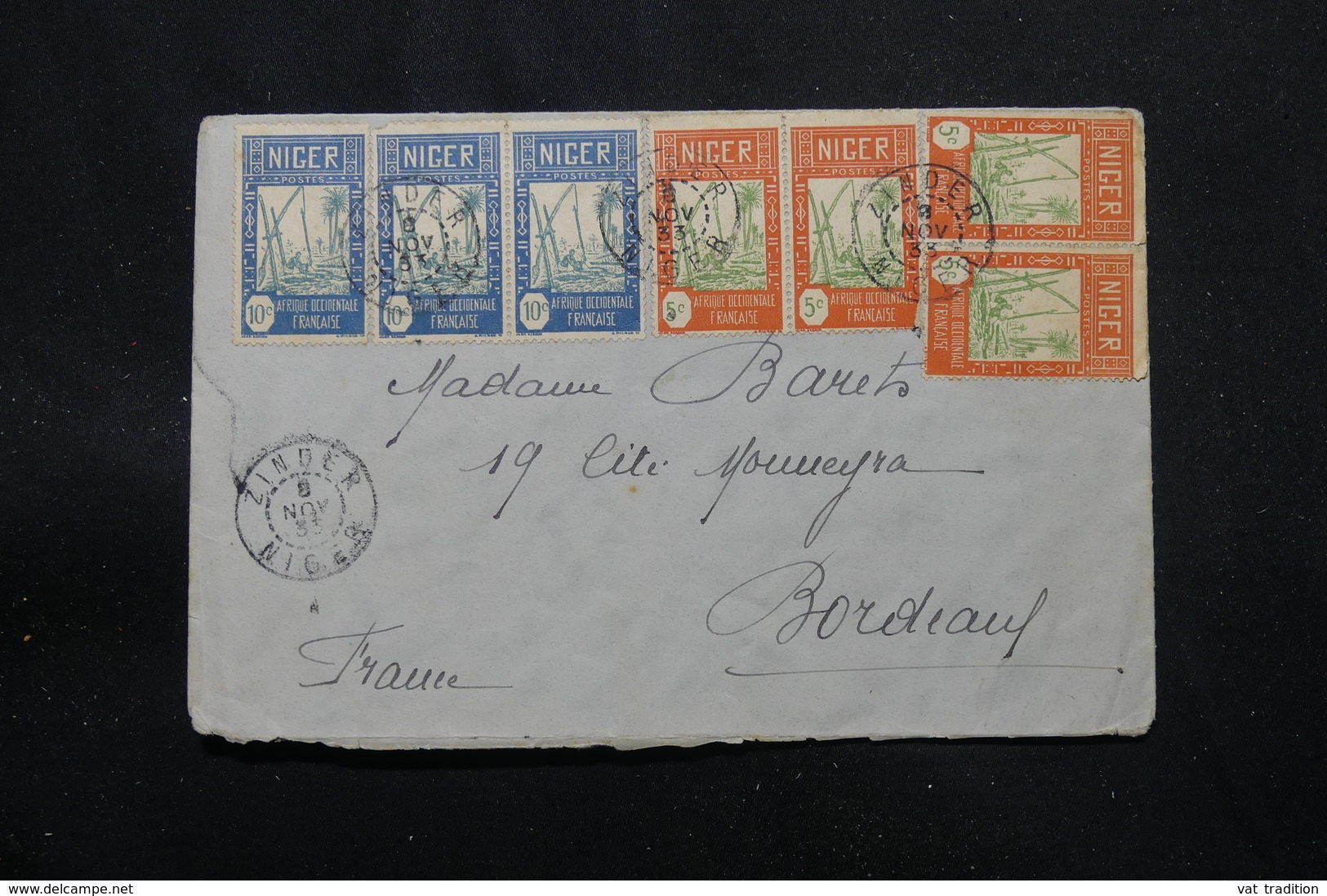 NIGER - Enveloppe De Zinder Pour La France En 1933, Affranchissement Plaisant - L 57808 - Covers & Documents