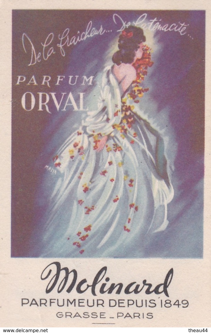 Carte Parfumée  -  Publicitaire (1960)  -  Parfum " ORVAL " Maison " MOLINARD "  - Voir Description - Anciennes (jusque 1960)