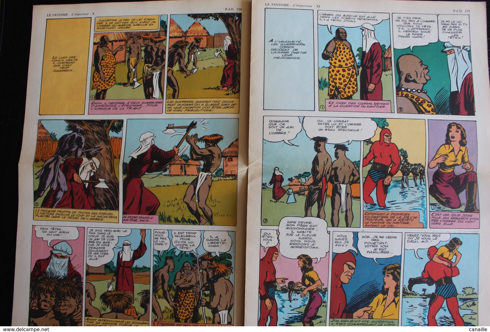 8 grandes planches par Lee Falk et Ray Moore  en Supplement a LE FANTOME N° 406 - Lafolie de Van Krieg - PHANTOM