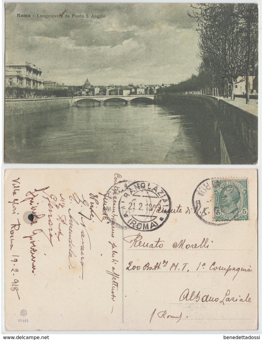 Roma - Lungotevere Da Ponte S.Angelo, 1918 - Fiume Tevere