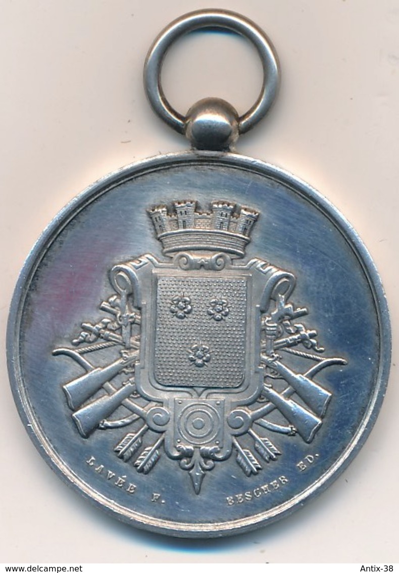 J91 - Médaille Argent "Société De Tir De Grenoble" - Armoiries De La Ville De Grenoble -  Poids 31 Gr - Other & Unclassified