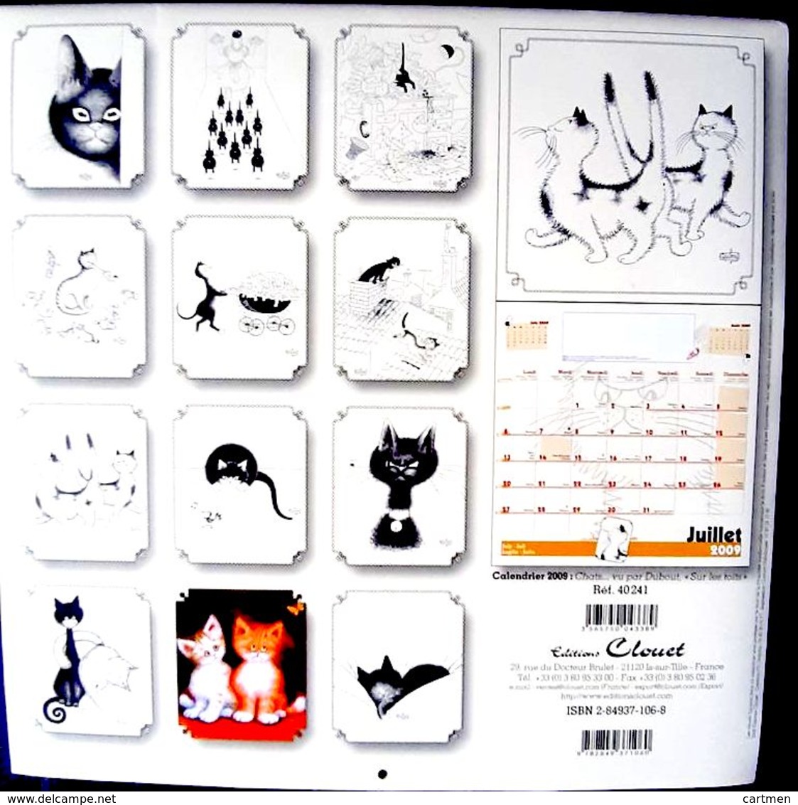 DUBOUT CHATS CALENDRIER 2009 ILLUSTRE PAR DUBOUT  BIEN COMPLET TRES BON ETAT NOMBREUSES ILLUSTRATIONS - Sonstige & Ohne Zuordnung