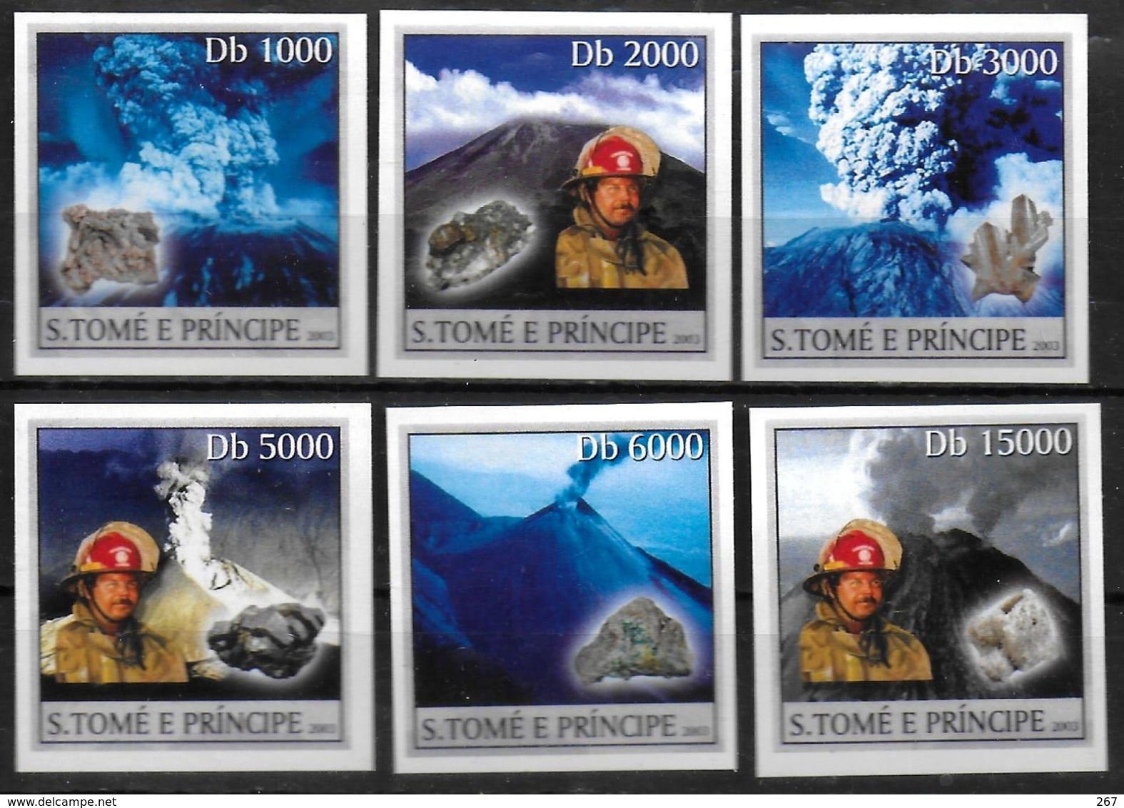 SAINT THOMAS ET PRINCE  N°1392/97 * * NON DENTELE Pompiers Mineraux Volcans - Volcanos