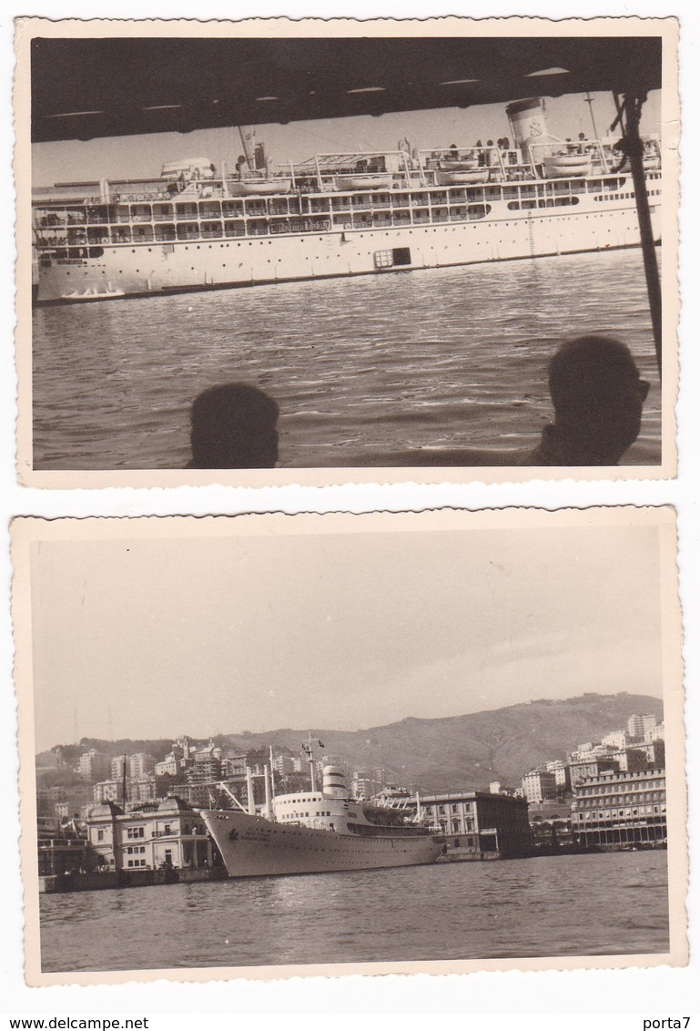 NAVE NON IDENTIFICATA  - BOAT - GENOVA - 2 FOTO ORIGINALI 1957 - Bateaux