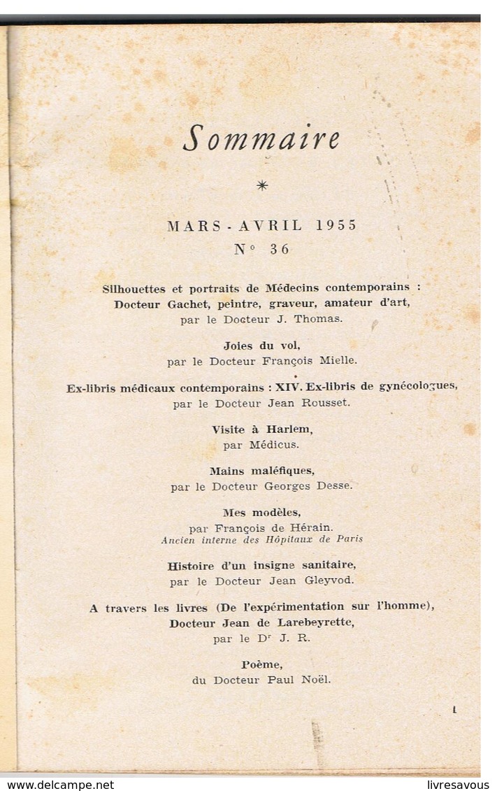 Les Cahiers De Marottes Et Violons D'Ingres N°36 Mars-Avril 1955 Revue Réservée Au Corps Médical - Medicina & Salute