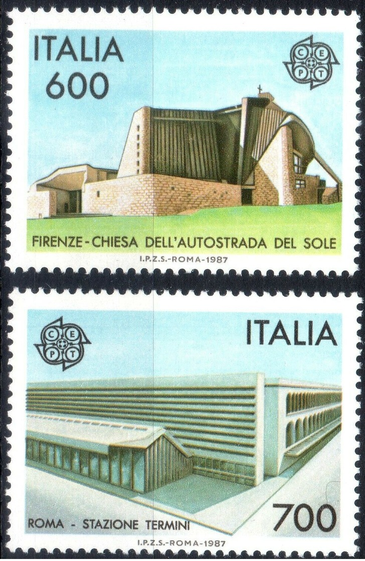 (!) Timbres EUROPA CEPT ITALIE De 1987  N° Y&T  1742/1743 Thème Architecture  Neuf(s) ** Mnh LUXE - 1987