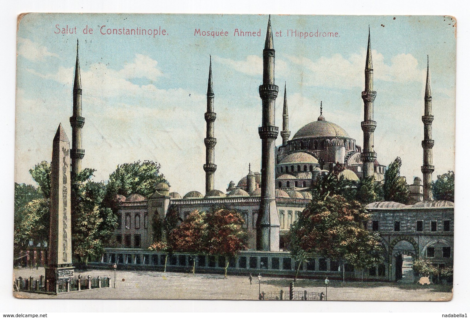 17.01.1910. TURKEY,ISTANBUL TO PİROT,SERBIA,AUSTRIA,AUSTRIAN POST OFFICE IN ISTANBUL,MOSQUE,ILLUSTRATED POSTCARD,USED - 1837-1914 Smyrna