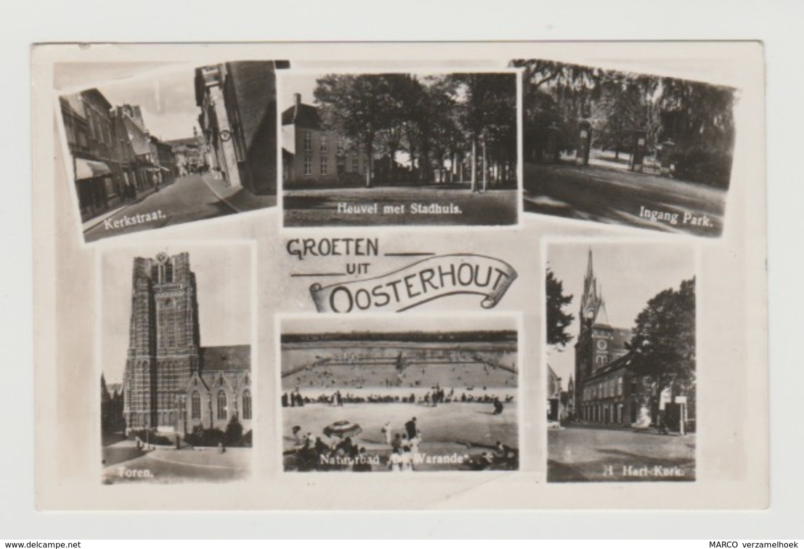 Postcard - Ansichtkaart Sint Janskerk-heilig Hart Kerk-stadhuis Oosterhout (NL) 1948 - Oosterhout