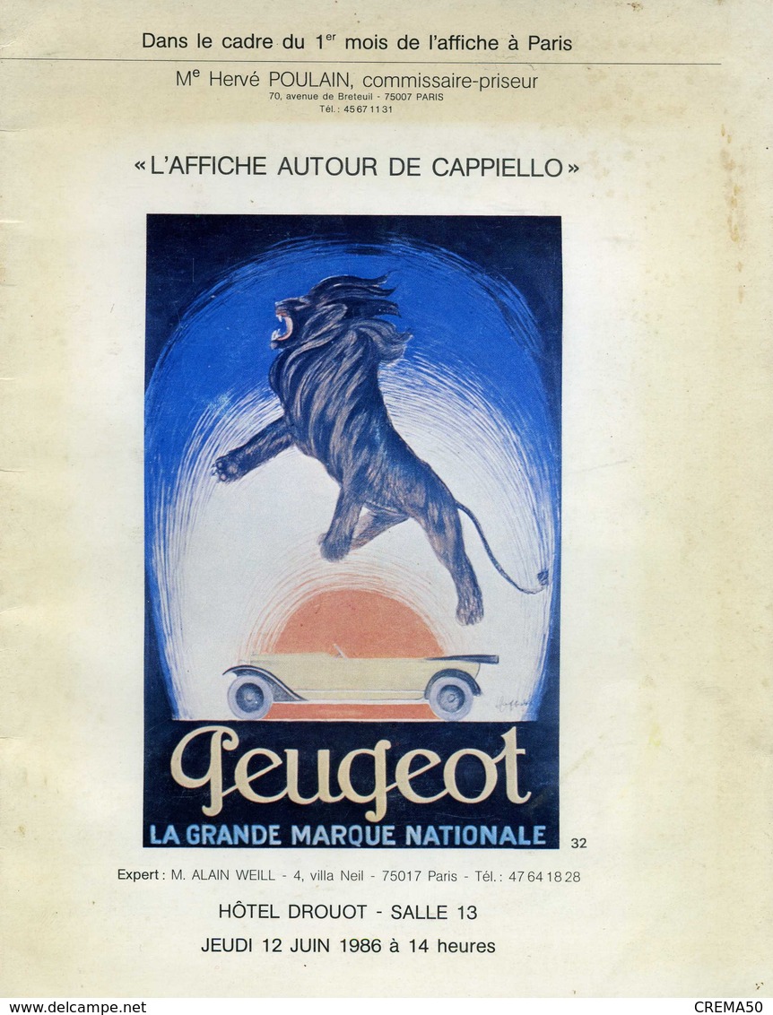 L'Affiche Autour De Cappiello - 1er Mois De L'affiche à Paris, Catalogue De Vente Du 12/06/1986 - Posters