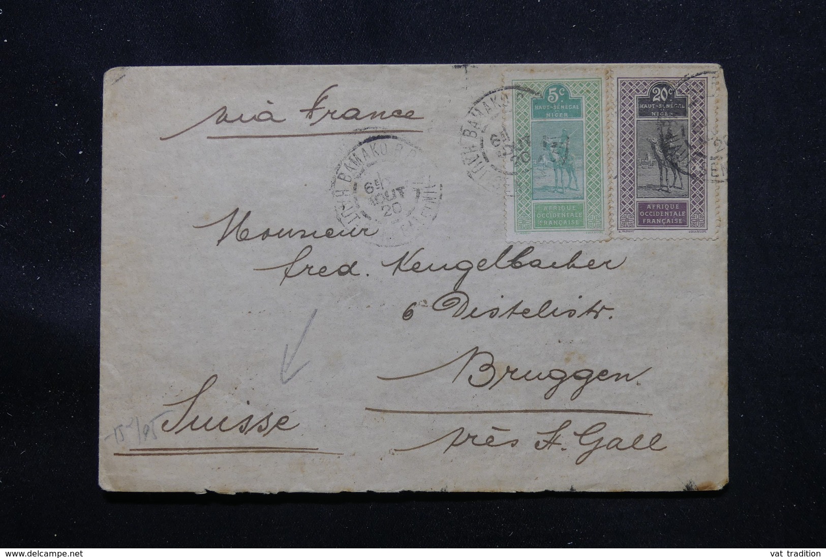 HAUT SÉNÉGAL ET NIGER - Enveloppe De Bamako Pour La Suisse En 1920, Affranchissement Plaisant - L 57931 - Lettres & Documents