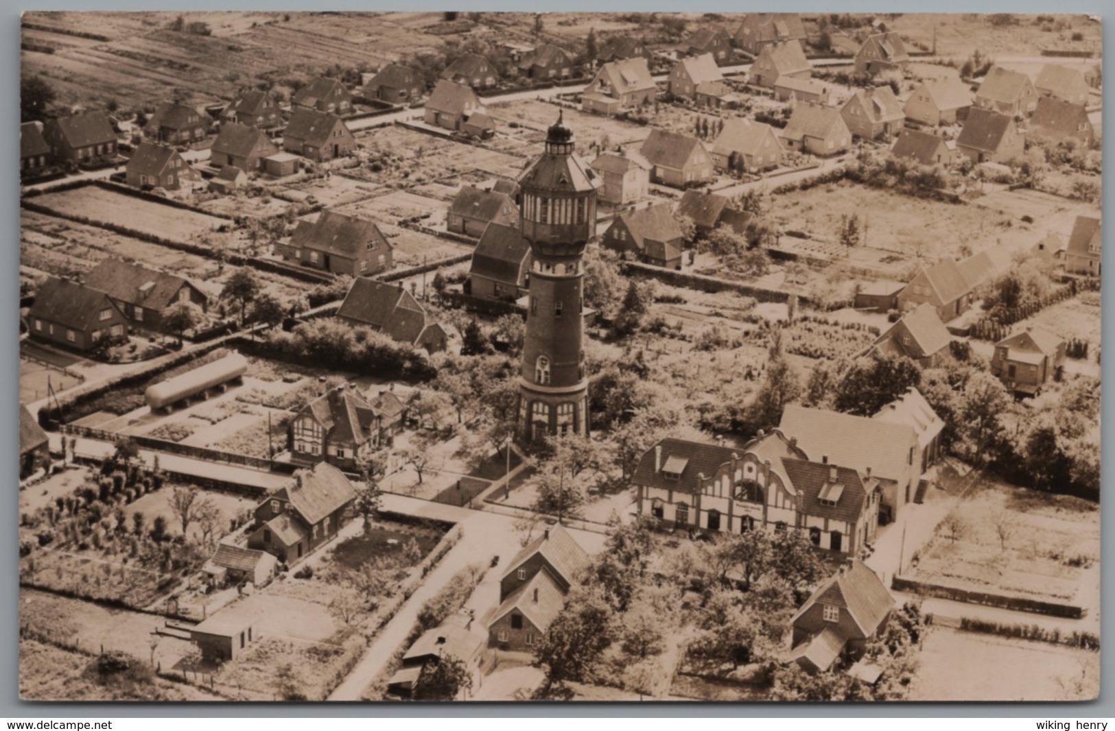 Aurich - S/w Luftbild Wasserturm Mit Wasserwerk - Aurich