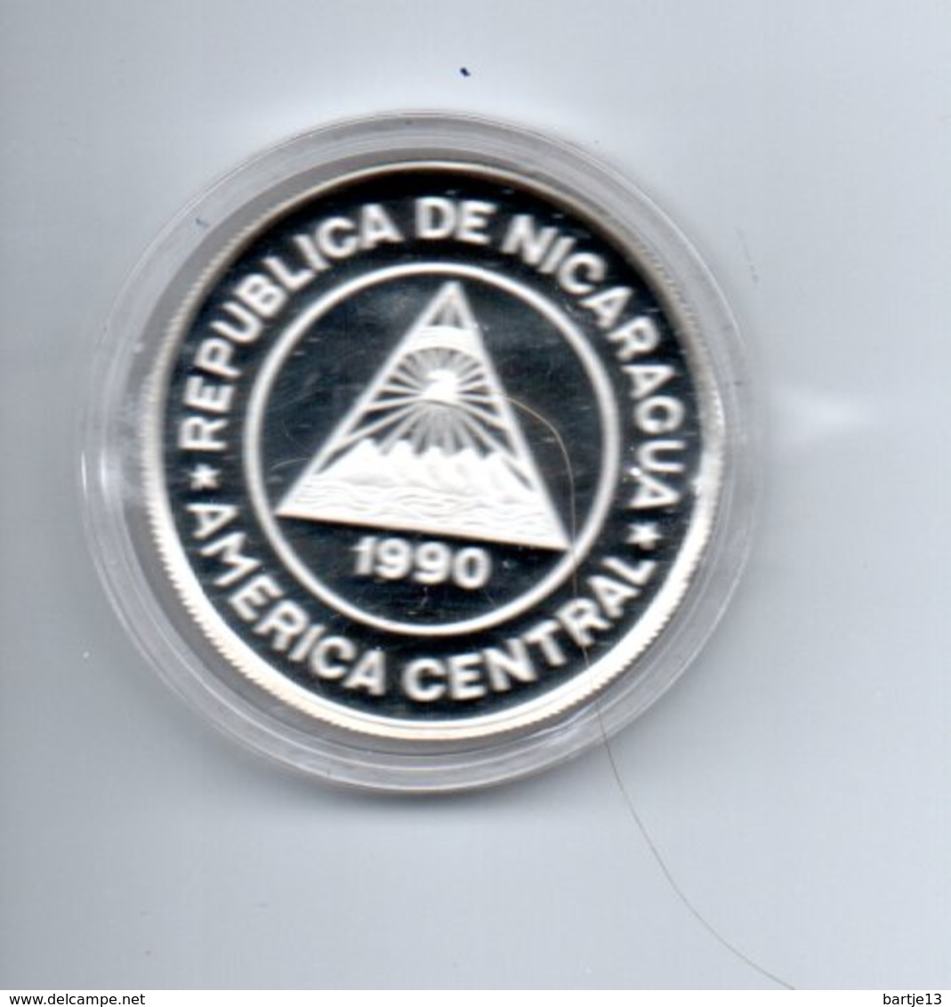 NICARAGUA 10000 CORDOBAS 1990 ZILVER PROOF WILDLIFE PROTECTION OCELOT - Nicaragua