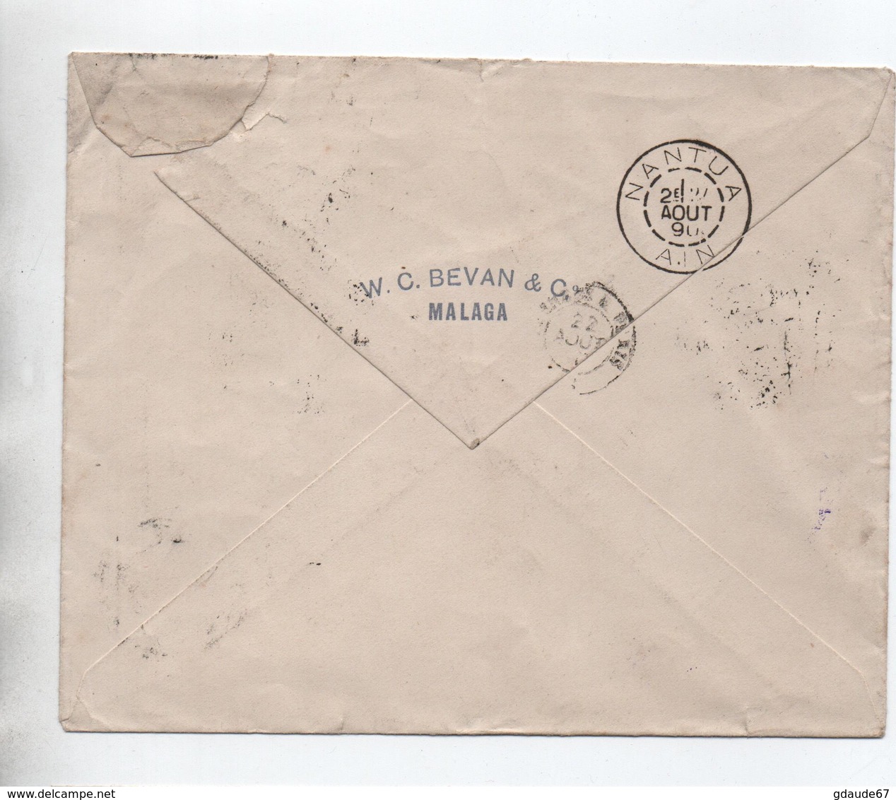 1890 - ENVELOPPE De MALAGA Pour NANTUA - Lettres & Documents