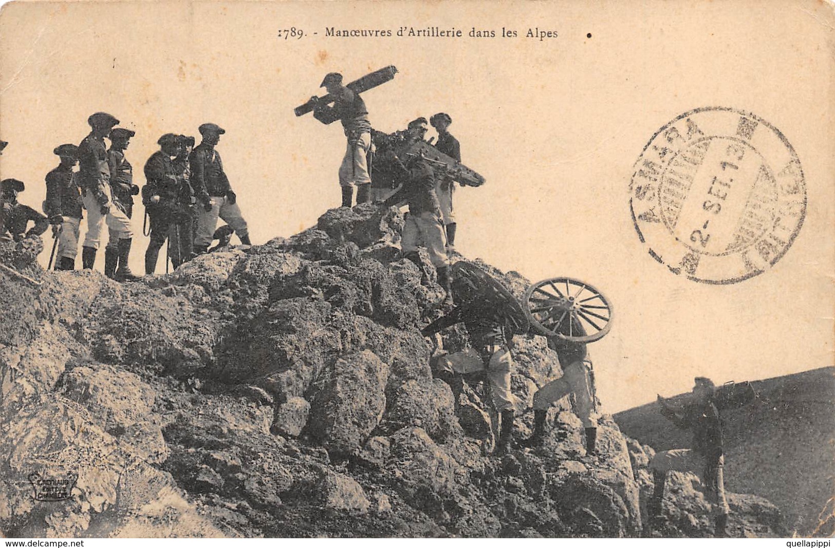 010201 "MANCEUVRES D'ARTILLERIE DANS LES ALPES - ALPINI FRANCESI - ASMARA - COLONIA ERITREA"  CART  SPED 1913 - Eritrea