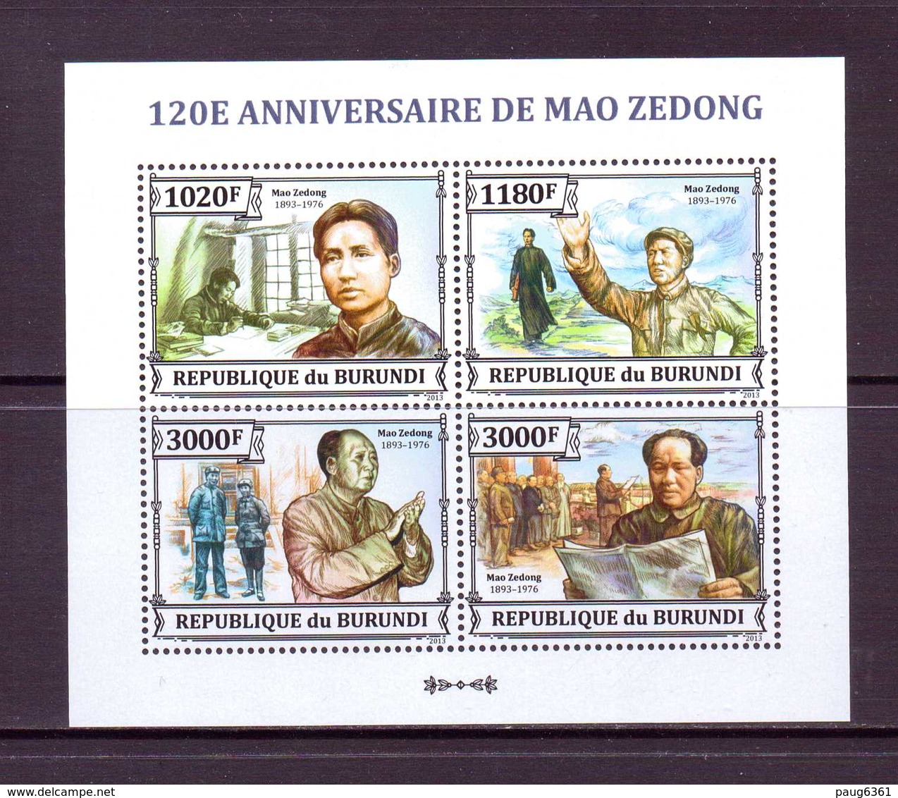 BURUNDI 2013 MAO TSE-TUNG  YVERT N°2178/81  NEUF MNH** - Mao Tse-Tung