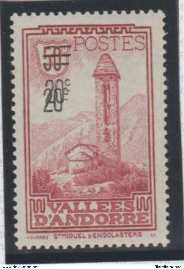 ANDORRA  C.FRANCES EL SEGUNDO  SELLO MAS DIFICIL DE ANDORRA N 46a DOBLE SOBRE CARGA *** CON CERTIFICADO  YVERT 11.000€ . - Unused Stamps