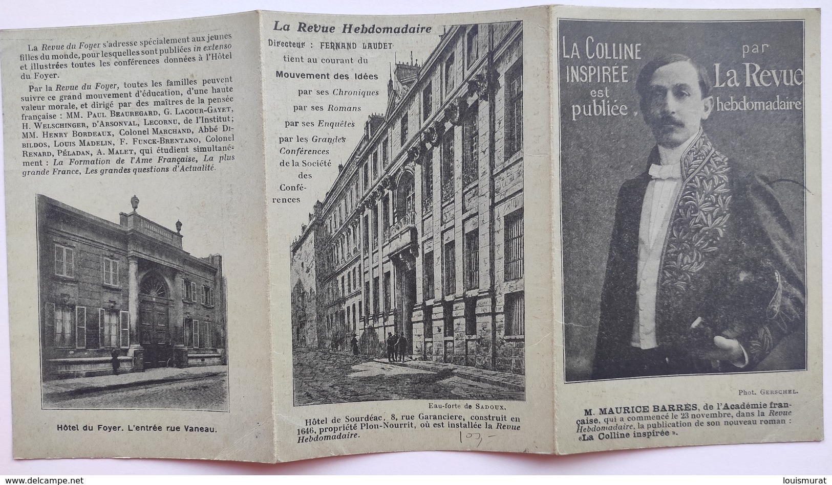 Dépliant Journal La Revue Hebdomadaire - Maurice Barrès - Paris - 1912 Plon - La Colline Inspirée - Unclassified