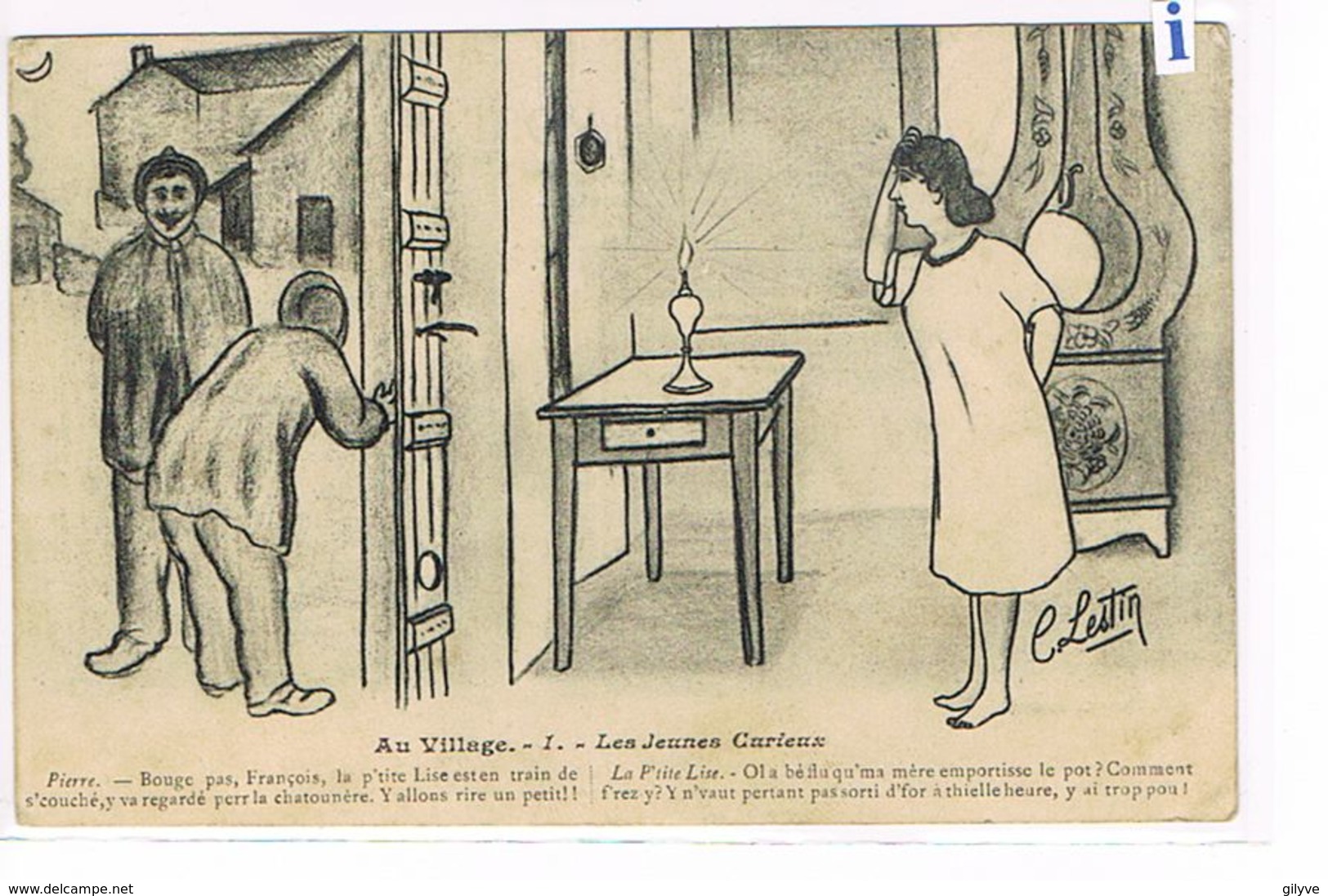 CPA. Illustrateur C.Lestin. Au Village.Les Jeunes Curieux. Timbre Taxe Au Dos .  (Bt*A*.027). - Altri & Non Classificati