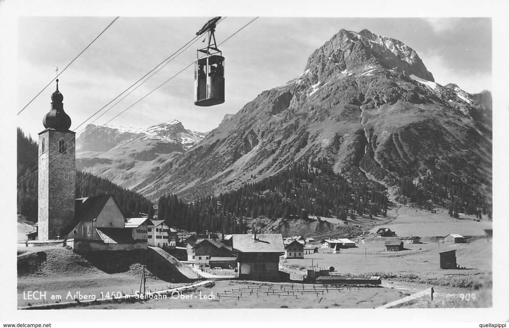 010208 "LECH AM ALBERG M. 1450 SEILBAHN OBER - LECH" ANIMATA, SEGGIOVIA.  CART  SPED 1951 - Lech