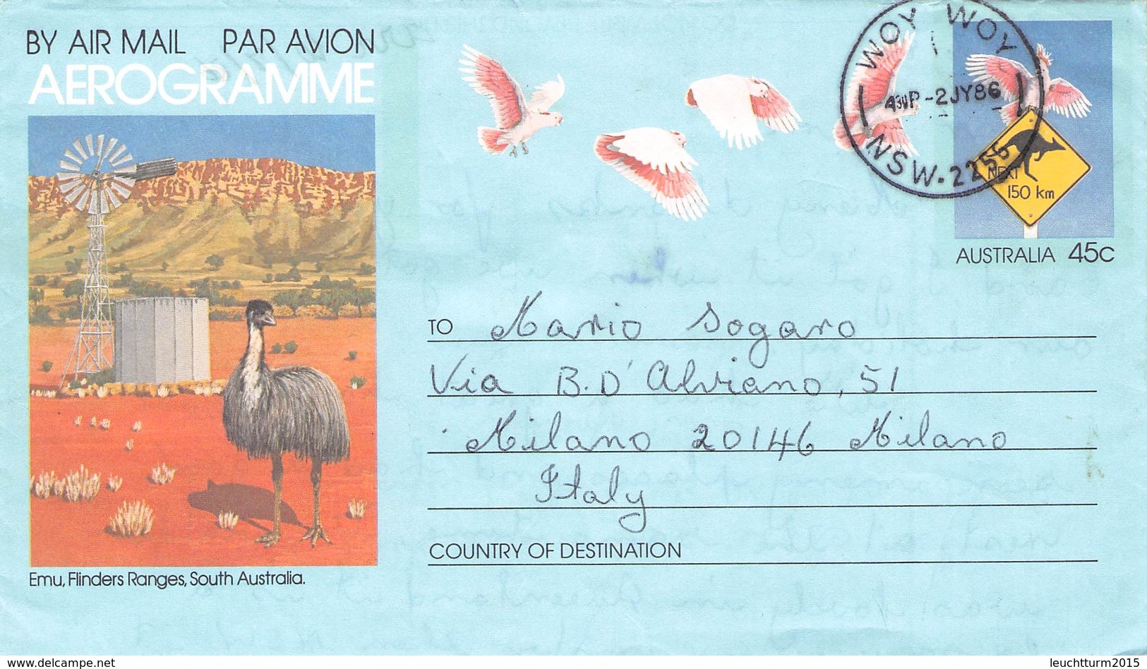 AUSTRALIA - AEROGRAMME 1986 WOY WOY - ITALY /ak1002 - Aérogrammes