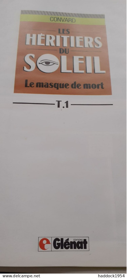 Le Masque De Mort CONVARD Glénat 1987 - Héritiers Du Soleil, Les