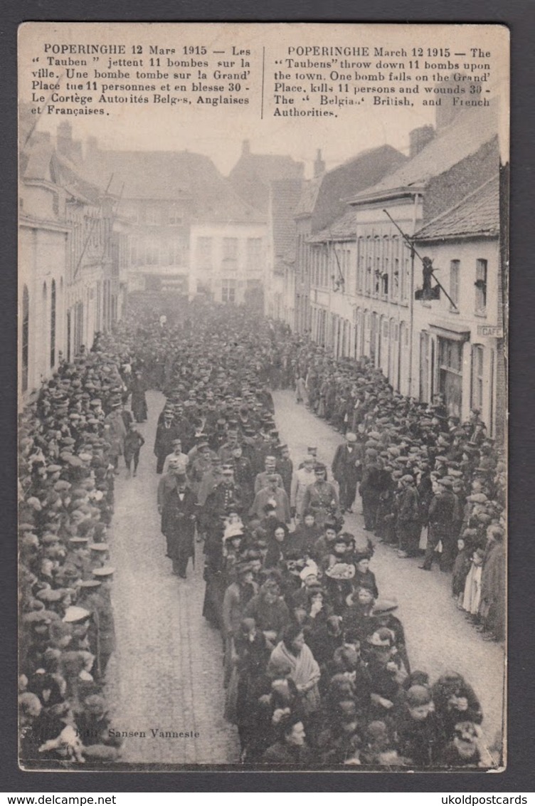 CPA -  Belgique, POPERINGHE, 12 Mars 1915 - Les "Tauben" Jettent 11 Bombes Sur La Ville. - Poperinge