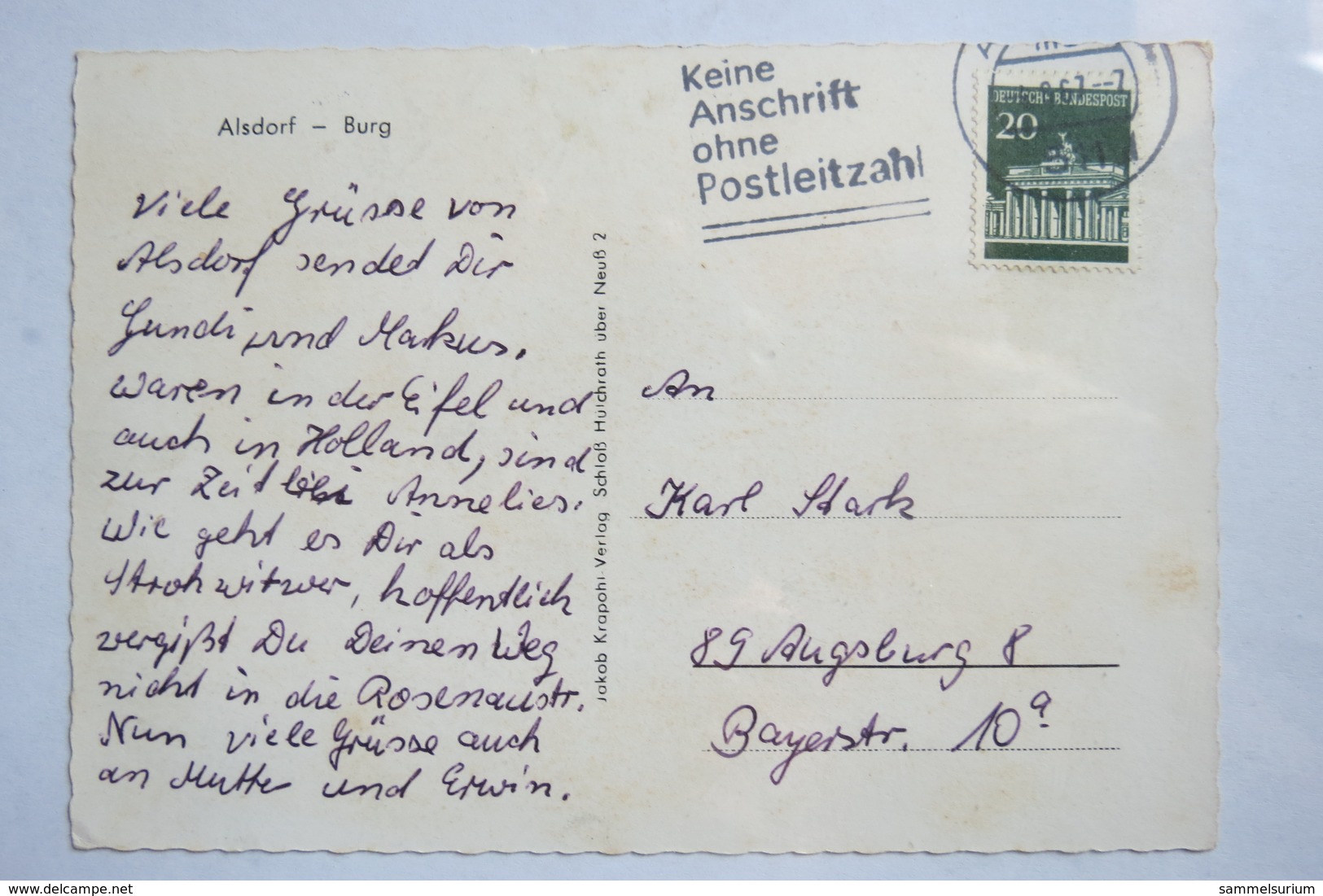 (11/8/27) Postkarte/AK "Alsdorf" Burg - Alsdorf