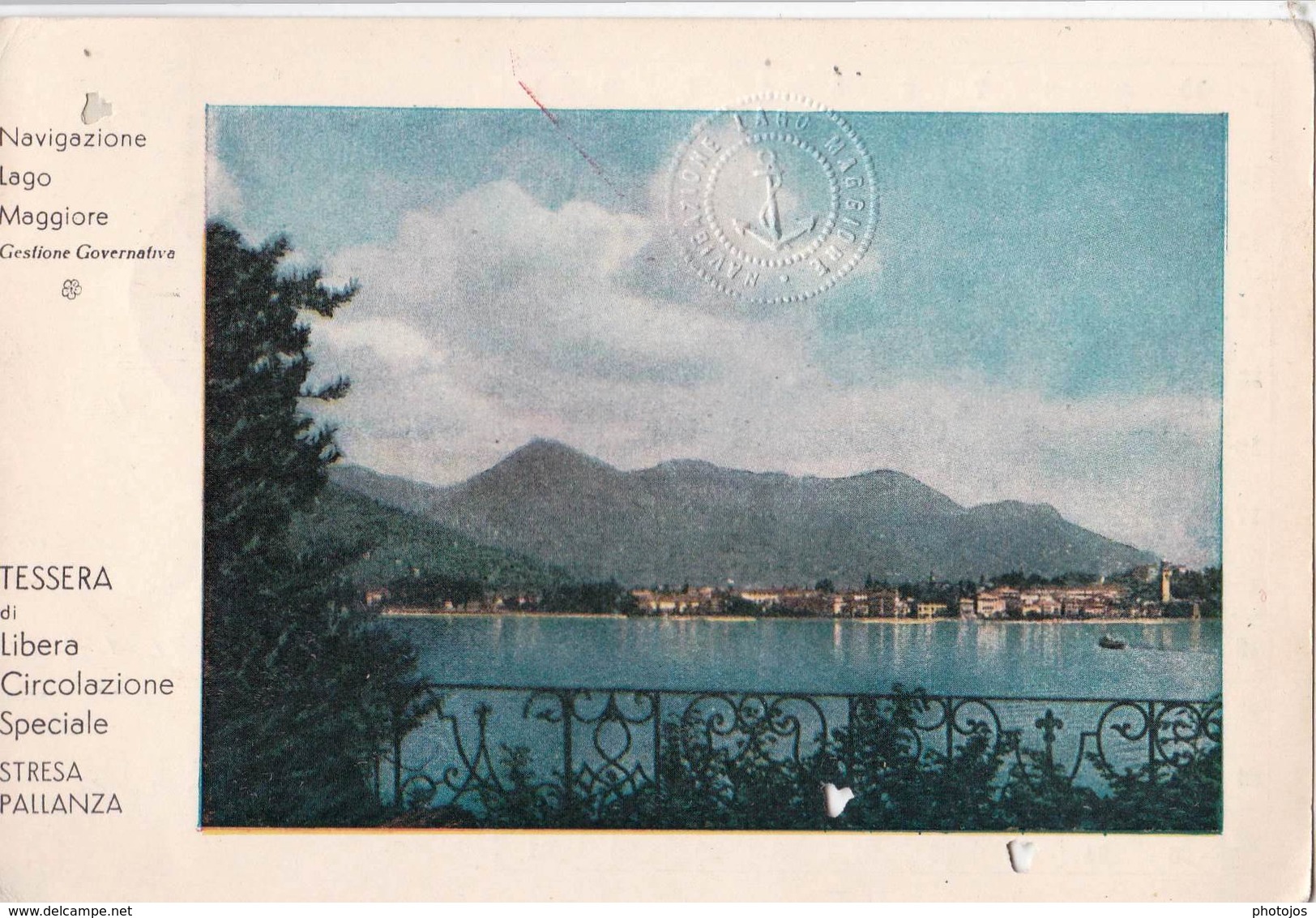 Lago Maggiore Stresa  Baveno Pallanza (Italia)  Tessera Catolina Di Circolazione 1955 - Europa