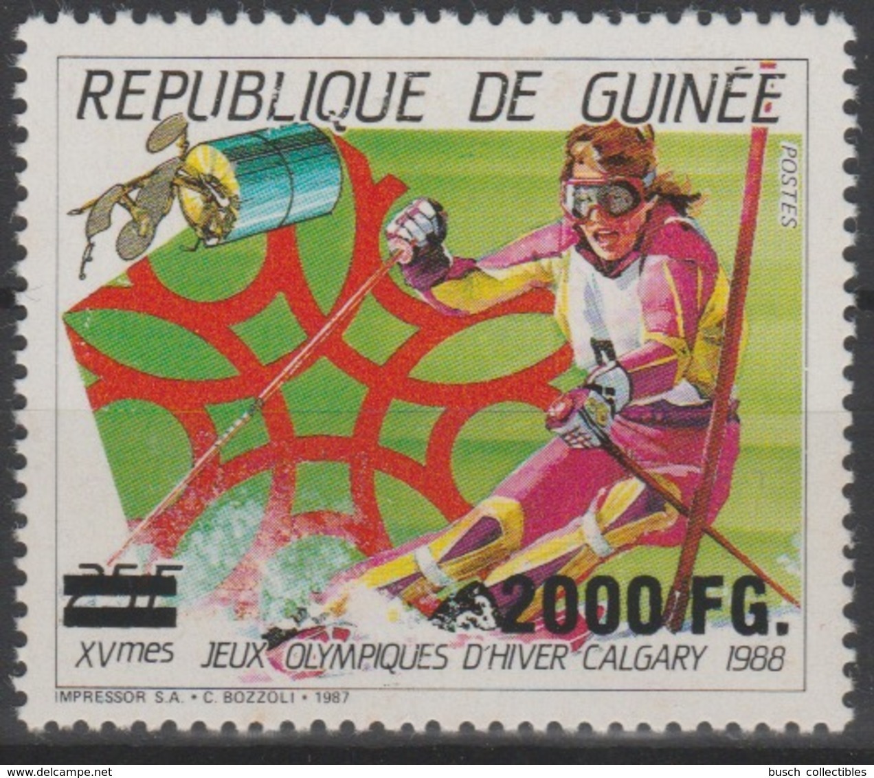 Guinée Guinea 2009 Mi. 6761 Surchargé Overprint Winter Olympic Games Calgary 1988 Vancouver 2010 Jeux Olympiques Ski - Invierno 2010: Vancouver