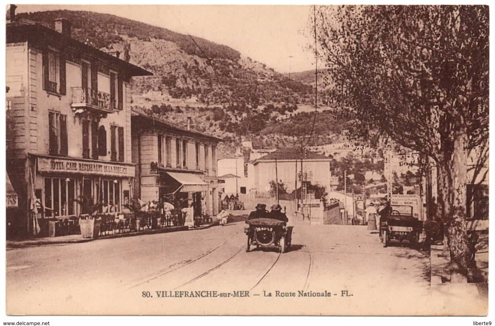 VILLEFRANCHE SUR MER C.1910-20 LA ROUTE NATIONALE F L FL Automobile - Villefranche-sur-Mer