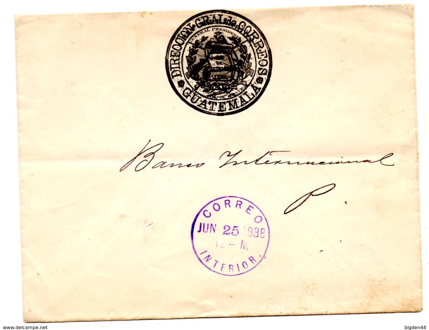 Lettre (25.06.1888) Direcio Correos Presidente Guatemala - Guatemala