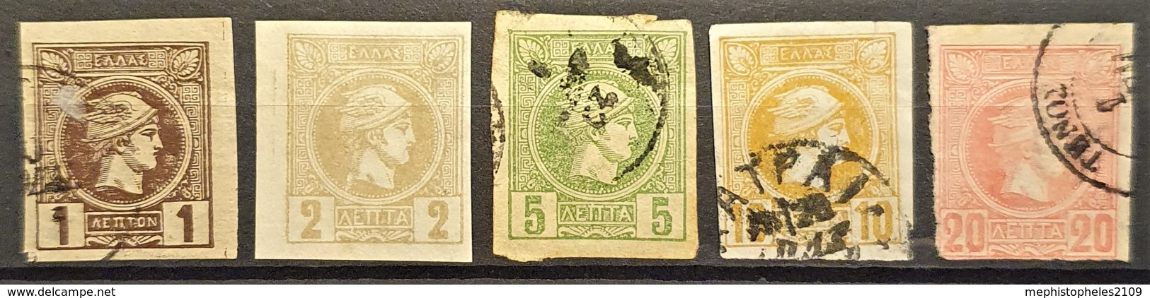 GREECE 1889/95 - MLH/canceled - Sc# 90a, 91, 92, 93a, 94a -1l 2l 5l 10l 20l - Usati